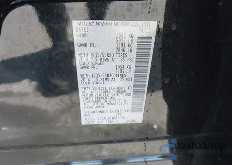 2013 Nissan Pathfinder S/Sv/Sl/Platinum z USA, uszkodzony, nr VIN 5N1AR2MN8DC659536